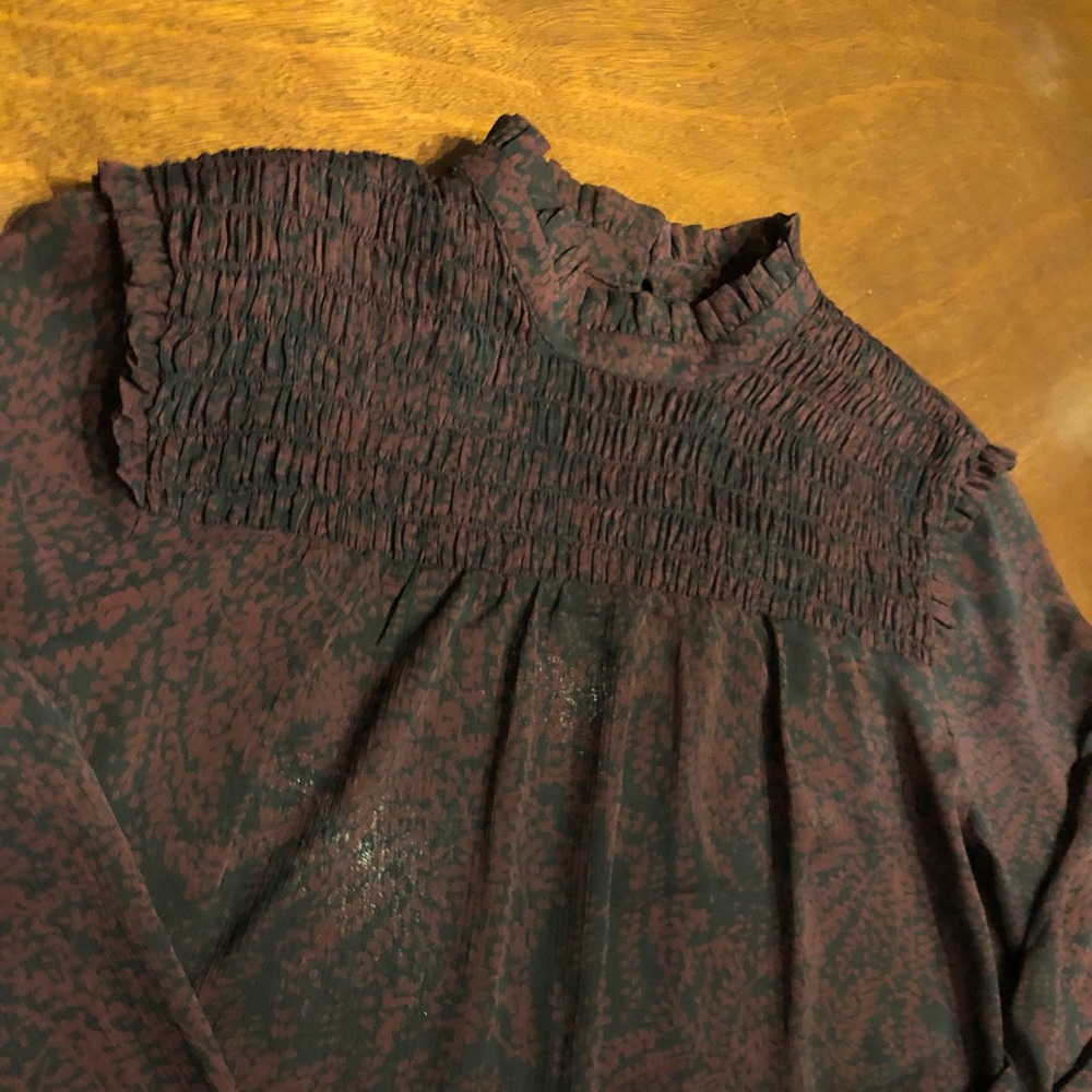 Maroon and Black Sheer Blouse